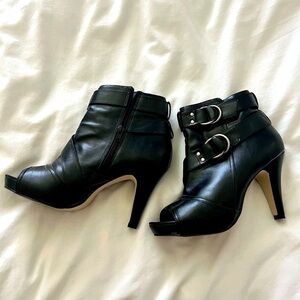 Madden Girl Black Peep-Toe Ankle Boots